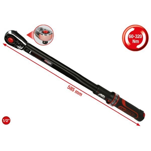 Динамометричний ключ 1/2" ERGOprec 60-320 Нм храпова головка